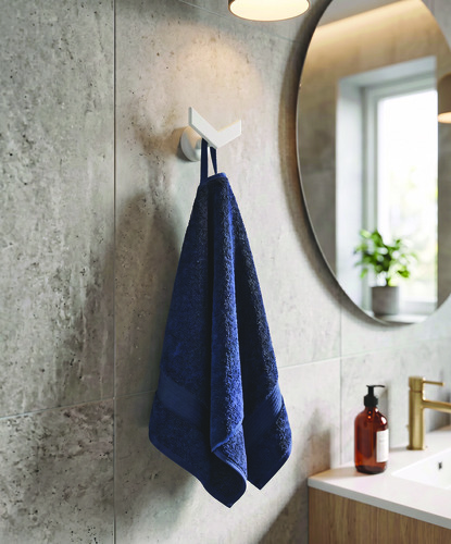 Patère magnétique forme chevron, blanche pour sèche-serviettes